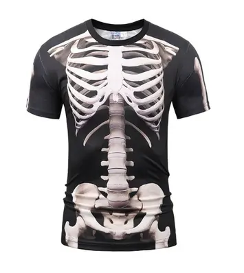 Skeleton T-shirt Skeletal Bone Short-sleeved Personality Pattern Clothes 3D