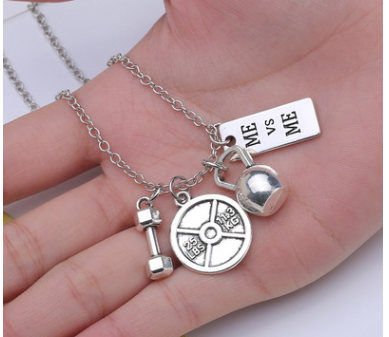 Sports Belief Power Dumbbell Barbell Pendant Necklace