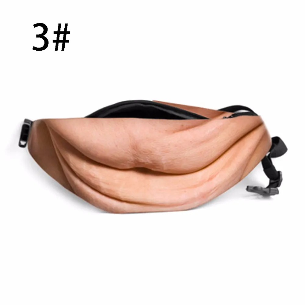 Hairy Dad Bod Fanny Pack - 3D Realistic Belly Print Waist Bag - Light Skin