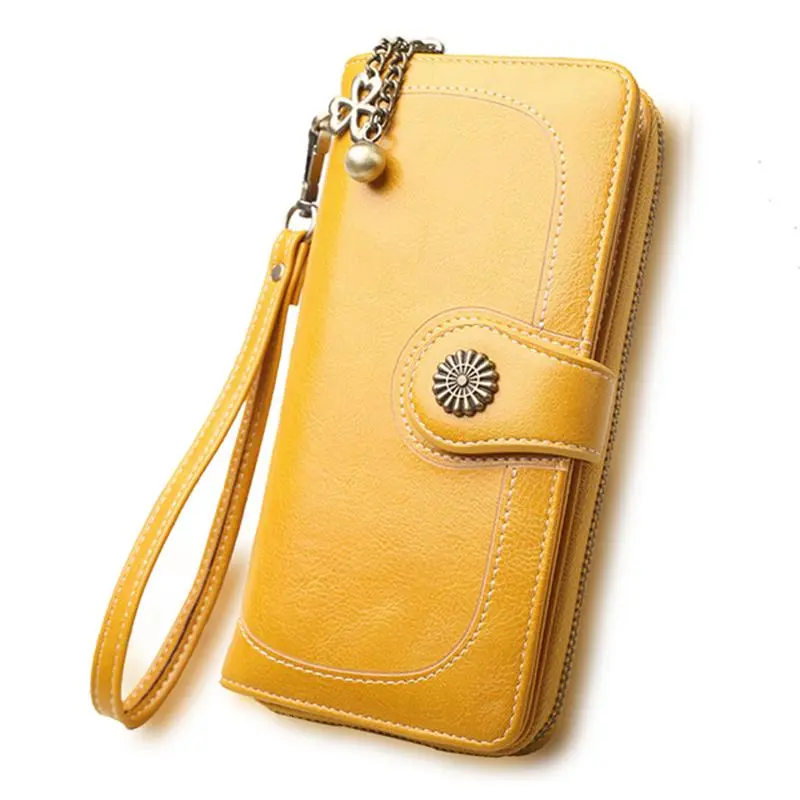 Split Leather Long Wallet for Women - Ginger Ye
