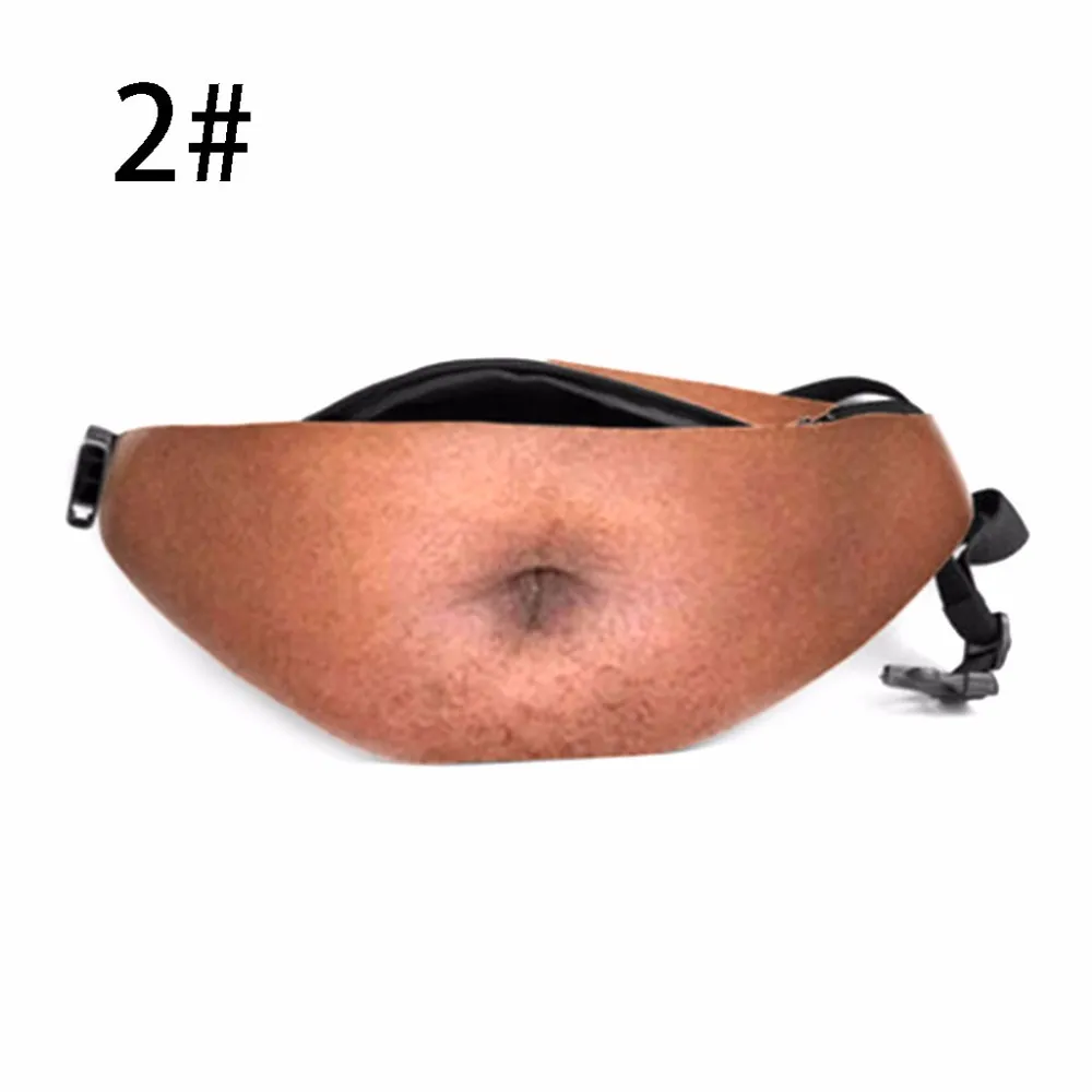Funny Dad Bod Fanny Pack - 3D Realistic Belly Print Waist Bag - Tan Skin Edition
