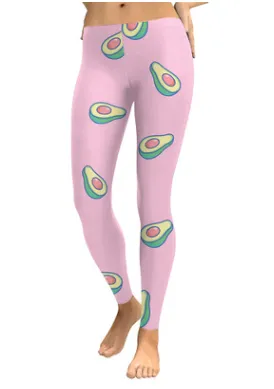 Digital printing fashion female wild nine leggings - Pink