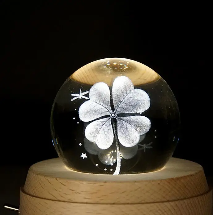 Crystal Revolving 3D Music Ball - Clover