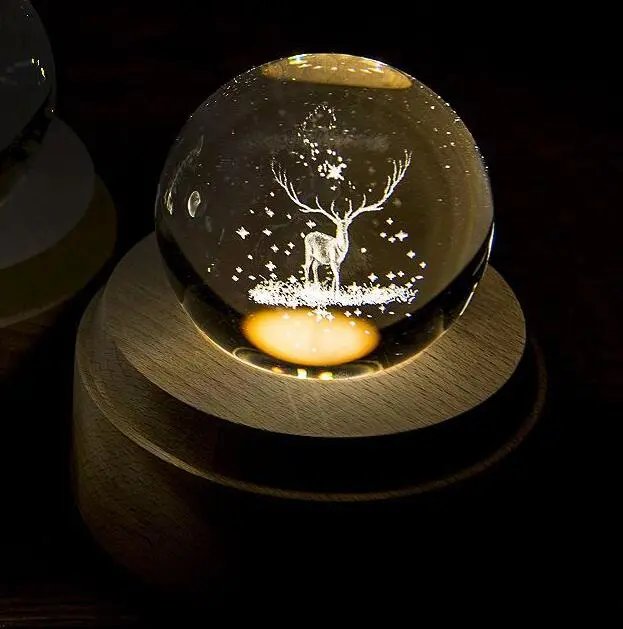 Crystal Revolving 3D Music Ball - Deer