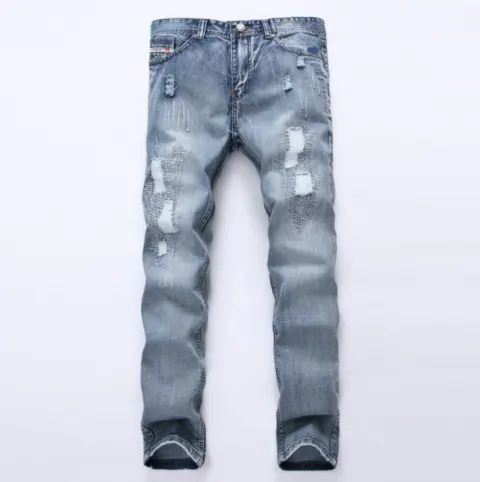 MCCKLE Fashion Brand Designer Mens Ripped Jeans Pants Light