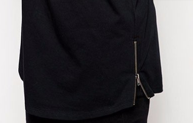 Europe And The United States High Street Style Simple Fashion Men's Short-sleeved T-shirt Men's Trend Side Zip Round Neck T-shirt