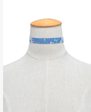 Light Blue Denim Ink Splattered Choker