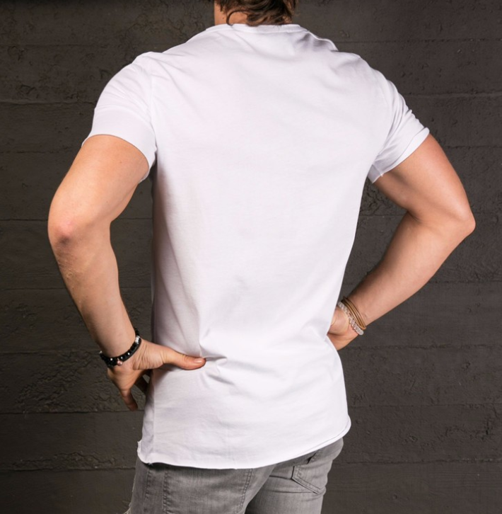 Men zip extended t-shirt front chest zipper high street short sleeve high street t-shirt