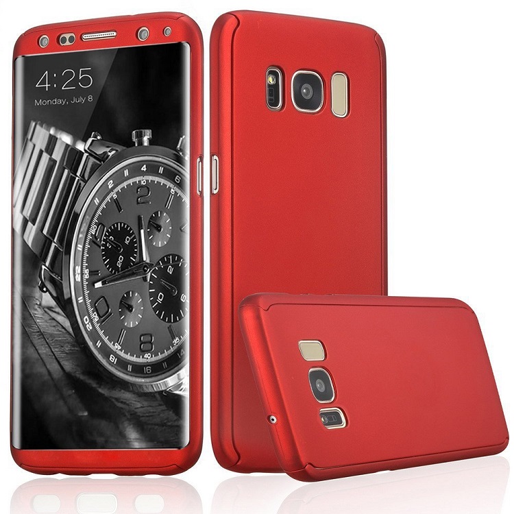 S8 All Inclusive Mobile Phone Shell 360 Degree Frosted Protection PC Hard Sleeve Tempered Film.
