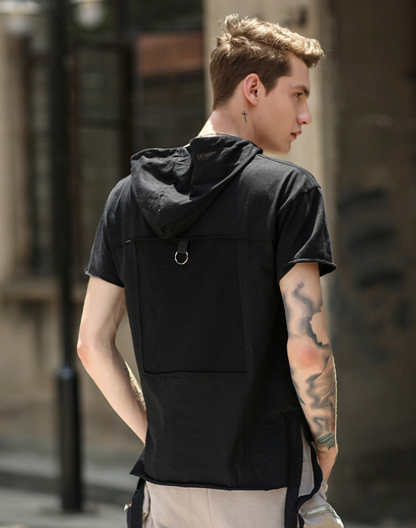 Men's autumn and winter foreign trade supply of pure cotton color hooded T-shirt men's short-sleeved solid color sweater