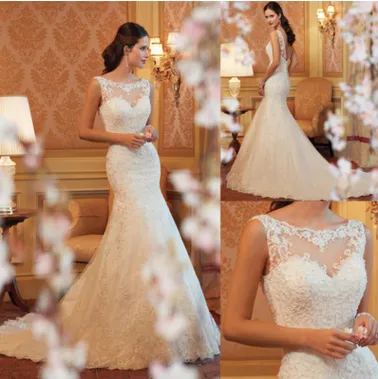 Lace Fish Tail Wedding Dress White - Shop at LoveMi