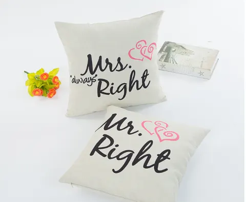 Linen Valentine Couple Hugging Pillowcase