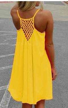 Bursting dress, women's dress, sling skirt, grid stitching, Chiffon Dress