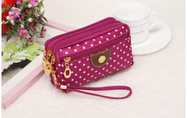 Canvas handbags handbags Korean version of the three-zipper multi-layer wallet hand bag packet phone change