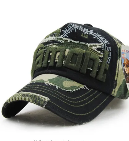 Camouflage baseball cap outdoor sunshade hats for men and women, European and American hats for leisure Black - Shop at LoveMi