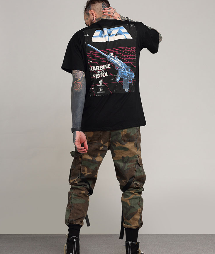 spring and summer new European and American retro camouflage bag overalls men's jogging pants