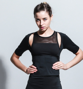 Explosive sweat clothing women's sports shirt sweat suit running thin waist belly weight loss clothing fever violence sweat workout clothes