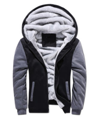 Winter men's plus velvet thick warm sweater youth hoodie hooded cardigan jacket