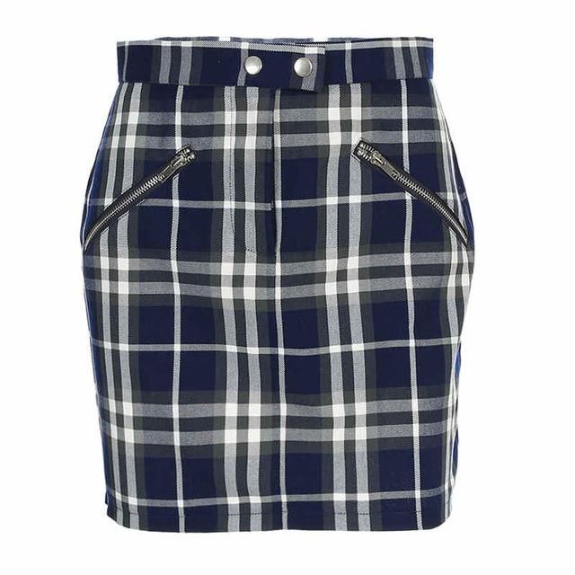 HILLARY PLAID ZIPPER SKIRT