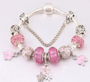 DIY Glass Beads Flower Pendant Bracelet