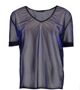 Haoduoyi2021 spring new women's sexy V collar fluorescent blue casual short-sleeved loose T-shirt