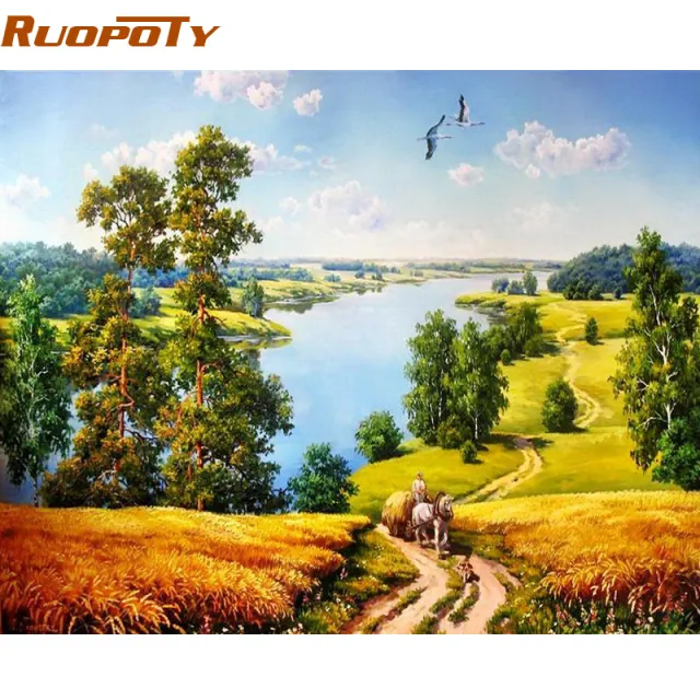 Autumn Landscape DIY Painting By Numbers Modern Home Wall Art Acrylic Paint On Canvas Hand Painted Oil Painting 40X50Cm - Shop at LoveMi