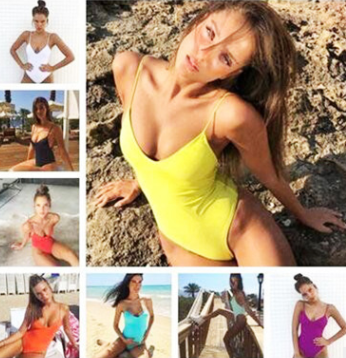 Candy-colored strap Halter Sexy Siamese Swimsuit New Solid Color Siamese Swimsuit Sexy Bikini Multicolor Swimsuit