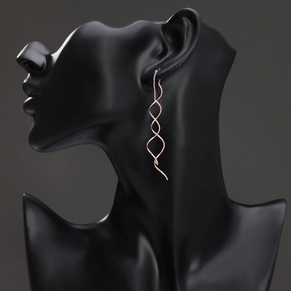 Simple spiral ear line gold colSubtle Solitaire Drop Studsor fashion earrings jewelry wholesale