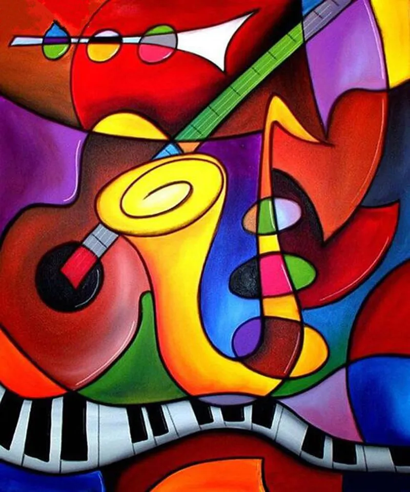 5D Diy Diamond Painting Cross Musical Instruments Diamond Mosaic Paintings Rhinestone Diamond Embroidery Decoration - 25X30 Square