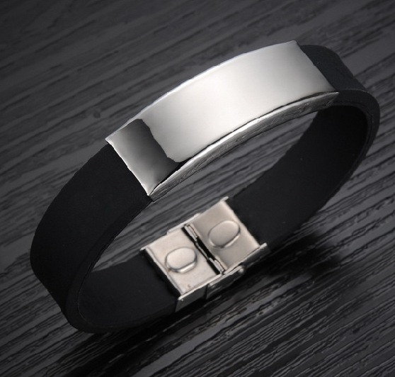 DIY lettering wholesale European and American hot selling stainless steel face character ring men silica gel hand chain MP867
