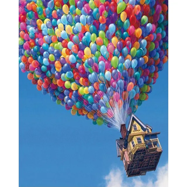 UP Flying house Colorful balloon DIY Hand Picture By Numbers Oil Painting On Canvas Unique Gift For Home Decor 40X50Cm - Shop at LoveMi