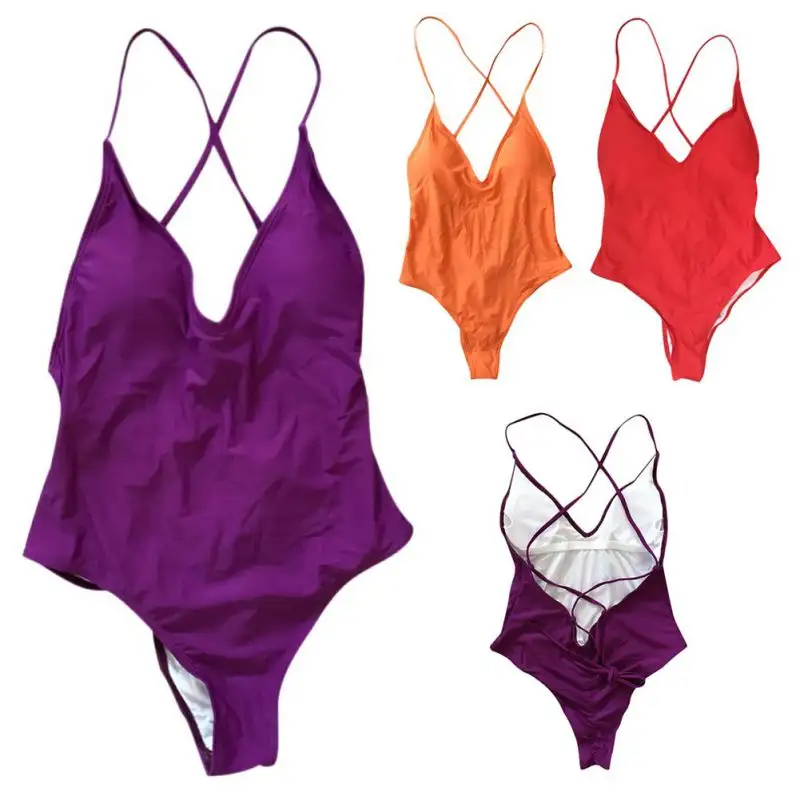 Women's One-Piece Swimsuit with Crisscross Back and Ruched Detail