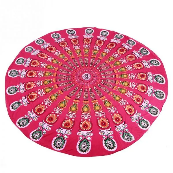MANDALA RED ROUND BEACH BLANKET Red - Shop at LoveMi
