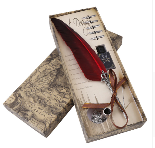 Retro feather pen set