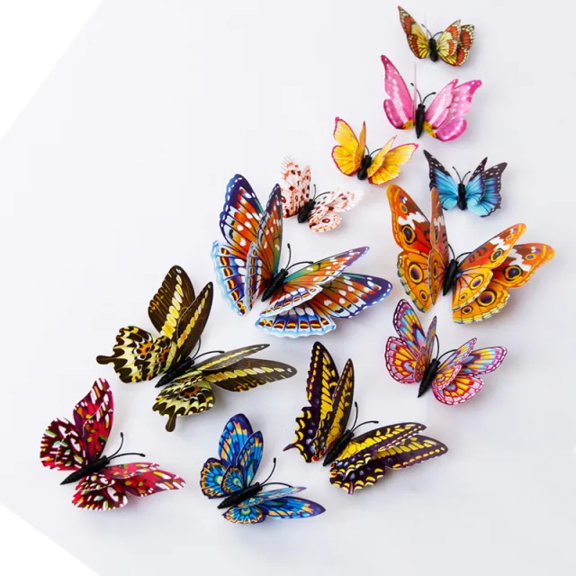 PVC 3d diy Butterfly Luminous glow in dark Design Decal Magnetic magnet sticking double feather wall stickes home Decor - Shop at LoveMi