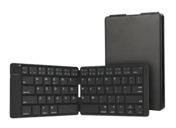 Leather Surface Wireless Mini Bluetooth Folding Keyboard Laptop Tablet