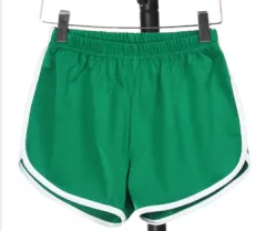 Multi Colour Cotton Thin Loose Fit Sports Shorts - Dark Green With White - View 1
