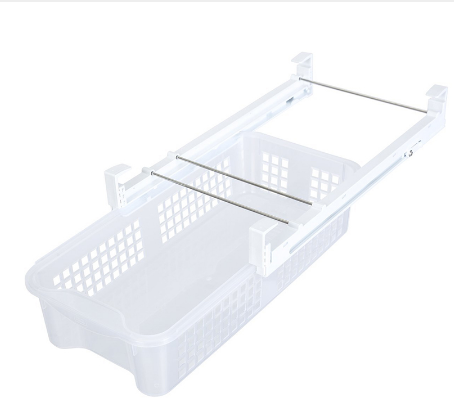 The plastic drawer of the refrigerator box holds the box
