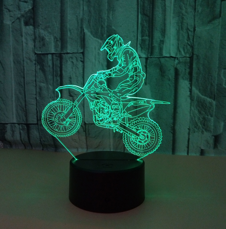 New style motorcycle 3D lamp seven color visual stereoscopic lamp LED gradual change touch remote control visual lamp 3D desk lamp — foto 4