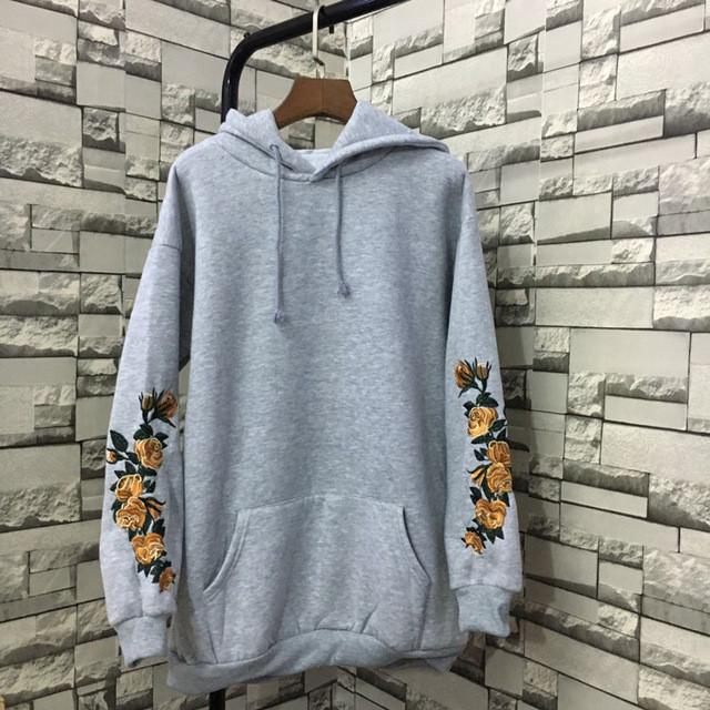 Sweatshirt Women's Elegant Embroidered Print Long Sleeve Fashion Hoodie