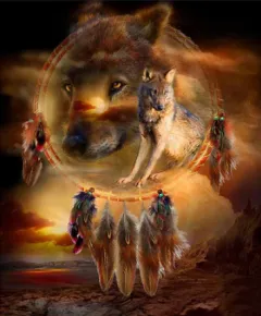 Icon Diamond Embroidery Wolf Dream Catcher 5D Cross Square Drill Diamond Painting DIY Wall Sticker Decoration Paintings - View 1