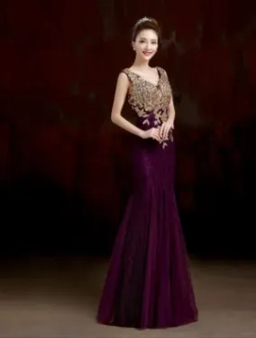 Fish Tail Banquet Evening Dress Dark Purple - Shop at LoveMi