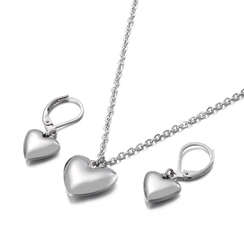 Korean Fashion Personality Heart Pendant Earring Jewelry Set