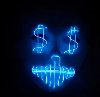 LED US dollar party mask - Deep Blue
