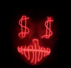 LED US dollar party mask - Red - View 1