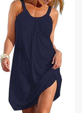 Solid Color Round Neck Large Size Slip Dress