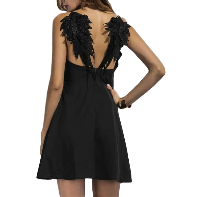 Слинг-платье с V-образным вырезом и объемными крыльями