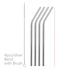 Colourful Reusable Stainless Steel Straws - Silver - View 1