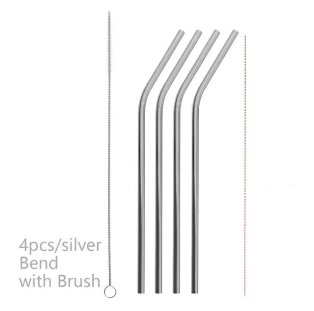 Colourful Reusable Stainless Steel Straws Silver - Shop at LoveMi