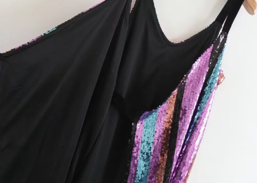 Vintage Envelope Style Coloured Sequins Strap Dress